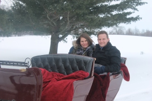 Jake Pala with Maranda Ruegsegger on a romantic sleigh ride with Common Gentry in Sparta