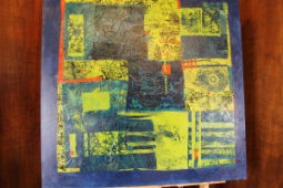 Abstract art by Kathleen Mooney inspired by quilting.